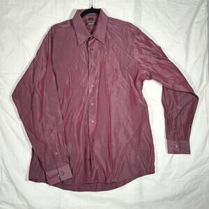 Men's DKNY Red Long Sleeve Button Down Shirt Size 42 16.5 36/37